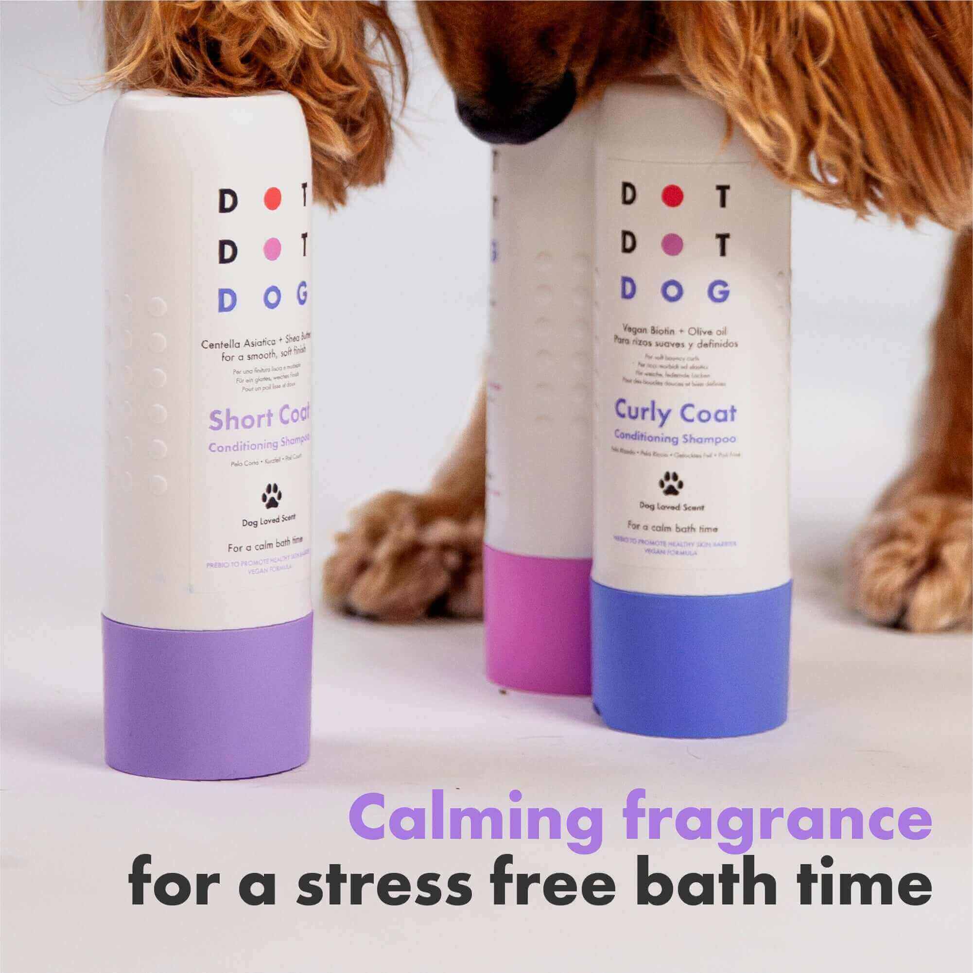 A shampoo fragrance designed for dogs that pet parents love. Help keep dogs calm during bath time