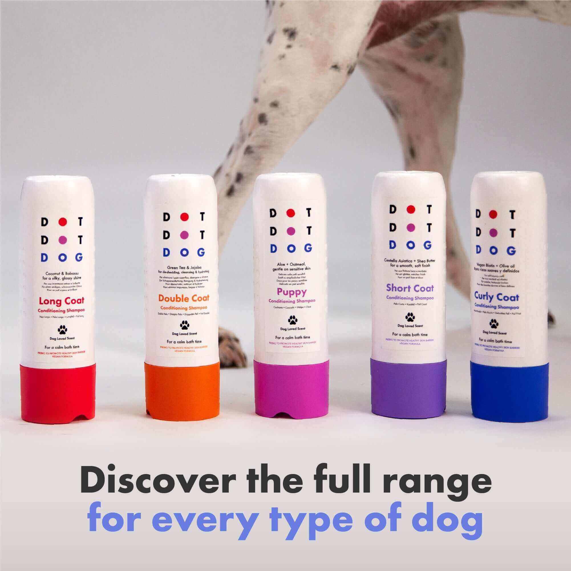 DotDotPet have a shampoo for every dog coat type, long, double, short or curly