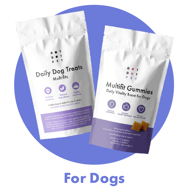 Dog Multifit supplements dogs. Boost immunity, support skin and coat health, mobility, gut health. Natural high protein treats